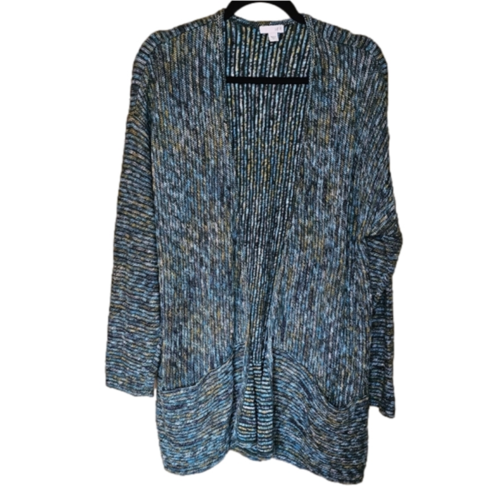 J.Jill Green multi color cardigan with pockets Size XL